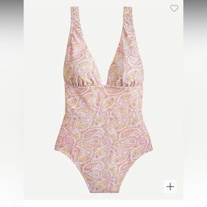 J. Crew Eco plunge V-neck one-piece in beach